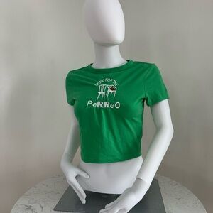 Super Bowl bad bunny Green Graphic Crop Top